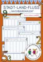 Vorschau - Arbeitsblätter - Stadt Land Fluss "Nachbarzahlen" - auch in schwarz-weiß - Deckblatt