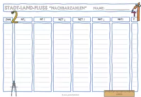 Vorschau - Arbeitsblätter - Stadt Land Fluss "Nachbarzahlen" - auch in schwarz-weiß - Seite 3