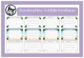 Vorschau - Poster - editierbarer Stundenplan Schildkrötenklasse #Klassentier - Deckblatt