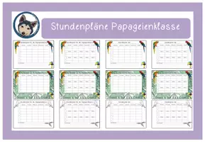 Vorschau - Poster - editierbarer Stundenplan Papageienklasse #Klassentier - Deckblatt