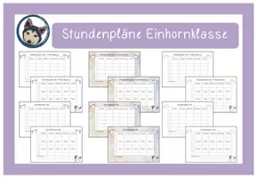 Vorschau - Poster - editierbarer Stundenplan Einhornklasse #Klassentier - Deckblatt
