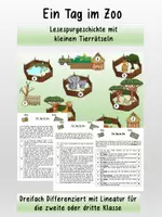 Vorschau - Arbeitsblätter - Lesespurgeschichte "Ein Tag im Zoo" - Deckblatt