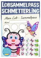 Vorschau - Mal- und Bastelvorlagen - Schmetterlingsklasse Lobkärtchen Stempelkarte Klassentier Schmetterling - Deckblatt