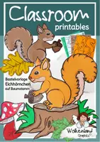 Vorschau - Mal- und Bastelvorlagen - Eichhörnchen basteln: Differenzierte Bastelvorlage mit Klebemarkierungen für den Kunstunterricht im Herbst (Klasse 1-4) - Deckblatt