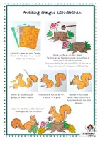 Vorschau - Mal- und Bastelvorlagen - Eichhörnchen basteln: Differenzierte Bastelvorlage mit Klebemarkierungen für den Kunstunterricht im Herbst (Klasse 1-4) - Seite 1