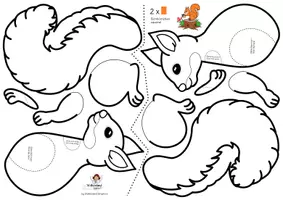 Vorschau - Mal- und Bastelvorlagen - Eichhörnchen basteln: Differenzierte Bastelvorlage mit Klebemarkierungen für den Kunstunterricht im Herbst (Klasse 1-4) - Seite 3