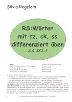 Vorschau - Arbeitsblätter - RS Wörter mit tz differenziert üben - LA Kl. 2-5 - Deckblatt