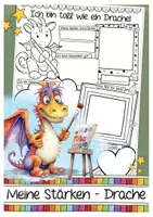 Vorschau - Arbeitsblätter - Drachenklasse Klassentier Drache meine Stärken kreatives Schreiben - Deckblatt