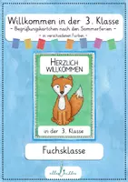 Vorschau - Anderer Materialtyp - Fuchs - Willkommen in der 3. Klasse - Begrüßungskärtchen nach den Sommerferien - Deckblatt