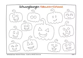 Vorschau - Arbeitsblätter - Schwungübungen Halloween-Kürbisse - Deckblatt