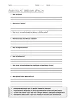 Vorschau - Arbeitsblätter - AB mit Fragen zum Thema "Wissen" + Lösungsblatt - Deckblatt