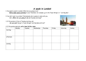 Vorschau - Arbeitsblätter - A week in London - Plane eine Woche in London - Deckblatt