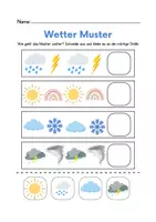 Vorschau - Arbeitsblätter - WETTER: Muster weiterführen, ausschneiden, kleben (1.Klasse) - Seite 1