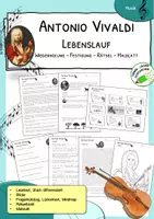 Vorschau - Arbeitsblätter - Antonio Vivaldi – Lebenslauf und Arbeitsblätter | Klasse 3–4 - Deckblatt