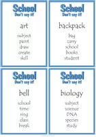 Vorschau - Spiele - School Vocabulary, Don't say it! Game (68 cards) - Deckblatt