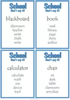 Vorschau - Spiele - School Vocabulary, Don't say it! Game (68 cards) - Seite 1