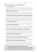 Vorschau - Arbeitsblätter - AB mit Fragen zum Thema "Wörterbücher" + Lösungsblatt - Deckblatt