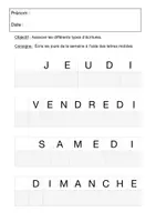 Aperçu - Fiches - Encoder les jours de la semaine - Page 1