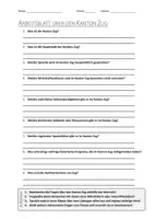 Vorschau - Arbeitsblätter - AB mit Fragen zum Thema "Zug (Kanton)" + Lösungsblatt - Deckblatt