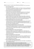 Vorschau - Arbeitsblätter - AB mit Fragen zum Thema "Zürich (Kanton)" + Lösungsblatt - Seite 1