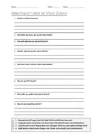 Vorschau - Arbeitsblätter - AB mit Fragen zum Thema "Zürich (Stadt)" + Lösungsblatt + Mindmap + Infografik - Deckblatt