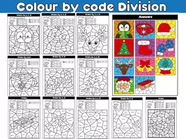 Προεπισκόπηση - Φύλλα εργασίας - Division Practice Color By Number Division Facts - Εξώφυλλο