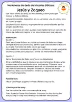 Vista previa - Hojas de trabajo - Jesùs y Zaqueo - Marionetas de dedo de historias bíblicas - página 1