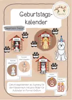 Vorschau - Mal- und Bastelvorlagen - Geburtstagskalender Hundeklasse - Deckblatt