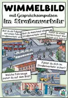 Vorschau - Präsentationen/Tafelbilder - Wimmelbild mit Impulsen "Im Straßenverkehr" DaZ / DaF / Deutsch - Deckblatt