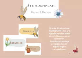 Vorschau - Poster - Stundentafeln/Stundenplan für den Klassenraum - Biene/Blumen - Deckblatt