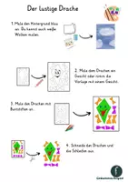 Vorschau - Mal- und Bastelvorlagen - Der lustige Drache Kunst Klasse 1-3 Herbst - Seite 1