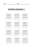 Vorschau - Arbeitsblätter - Schriftliches Subtrahieren - Seite 1