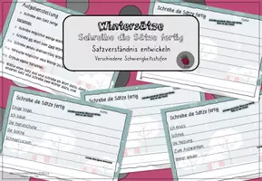 Vorschau - Arbeitsblätter - Wintersätze - Schreibe die Sätze fertig - Deckblatt