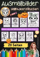 Vorschau - Mal- und Bastelvorlagen - Halloween Kätzchen: Ausmalbilder mit Sprüchen | Klasse 1 bis 4 - Seite 2