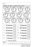 Aperçu - Feuilles d'exercices - Enigmes de calcul: Quelle heure est-il? - Page 1