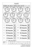 Aperçu - Feuilles d'exercices - Enigmes de calcul: Quelle heure est-il? - Page 2