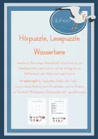 Vorschau - Mal- und Bastelvorlagen - Wassertiere Hörpuzzle Lesepuzzle - Hörverstehen, Lesen, Wortschatz, Präpositionen, mit MP3 Distanzunterricht - Deckblatt