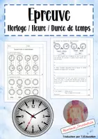 Aperçu - Feuilles d'exercices - Epreuve Horloge / Heure / Durée de temps - Page de couverture