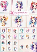 Vorschau - selbst erstellte Cliparts/Grafiken - 30 Baby Einhorn Aquarell Clipart - Deckblatt