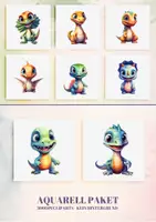 Vorschau - selbst erstellte Cliparts/Grafiken - 15 Aquarell Baby Dinosaurier Clipart - Seite 2