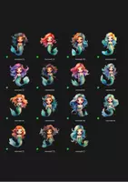 Vorschau - selbst erstellte Cliparts/Grafiken - 15 Niedliche Meerjungfrauen Clipart PNG - Seite 1