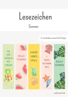 Vorschau - Mal- und Bastelvorlagen - Lesezeichen - Sommer Feriengruß - Deckblatt