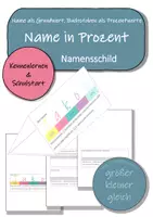 Vorschau - Mal- und Bastelvorlagen - Name in Prozent - Namensschild (Kennen lernen / Schulstart / neues Schuljahr) - Deckblatt
