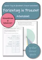 Vorschau - Arbeitsblätter - Mein schönster Ferientag in Prozent - Arbeitsblatt (Schulstart / neues Schuljahr) - Deckblatt