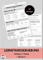 Vorschau - Arbeitsblätter - Kleine Lernstandserhebung Anfang 4. Klasse - Deutsch - Deckblatt