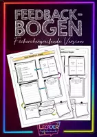 Vorschau - Arbeitsblätter - Feedback-Bogen • Fächerübergreifende Version - Deckblatt