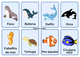 Vista previa - Tarjetas / Manipulativos - ¡Flashcards de los Animales del Mar! - página 2