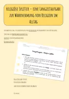 Vorschau - Arbeitsblätter - Religiöse Splitter - Langzeitaufgabe zur Wahrnehmung von Religion im Alltag - Deckblatt