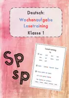Vorschau - Arbeitsblätter - Lesetraining Wochenaufgabe Buchstabe Sp (Reihenfolge Zebra) - Deckblatt