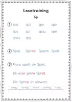 Vorschau - Arbeitsblätter - Lesetraining Wochenaufgabe Buchstabe Sp (Reihenfolge Zebra) - Seite 3